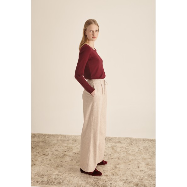 Γυναικεία πλεκτή μπλούζα MARINA V PARIS FW23-003 μπορντό Γυναικεία