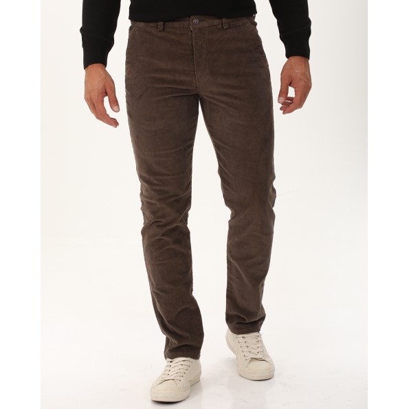 Ανδρικό κοτλέ chino παντελόνι DORS 2035003.C01 καφέ