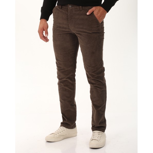 Ανδρικό κοτλέ chino παντελόνι DORS 2035003.C01 καφέ Ανδρικά
