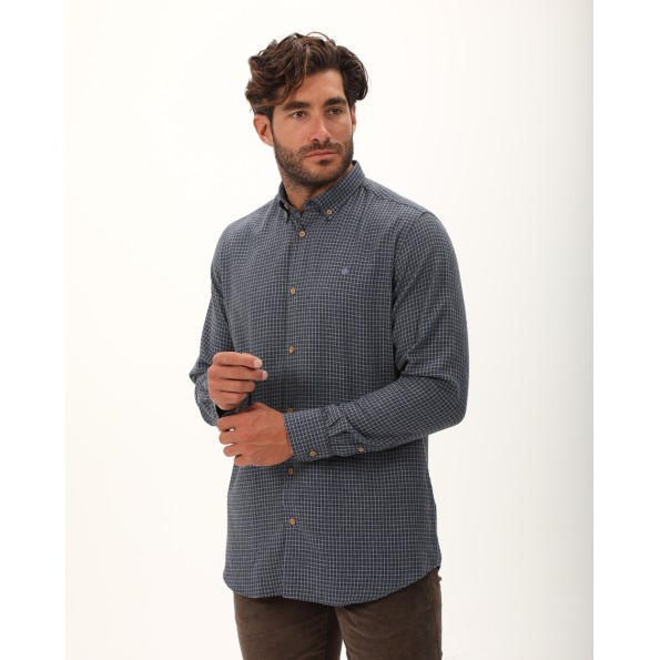 Ανδρικό καρό πουκάμισο DORS 1037015.C02 μπλε Ανδρικά