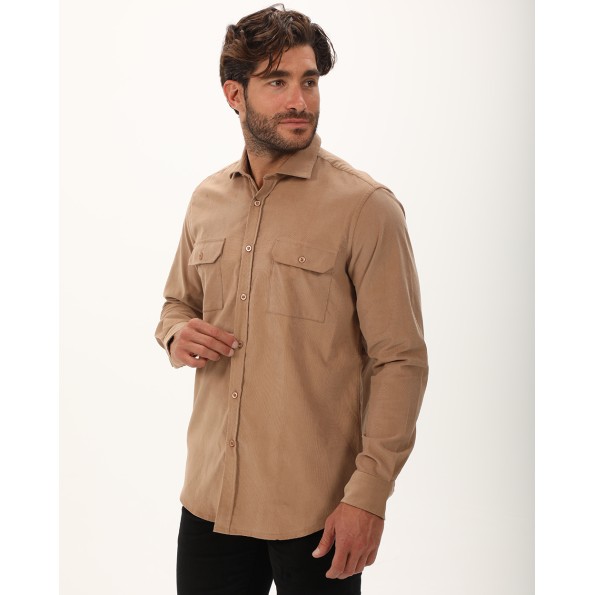 Ανδρικό κοτλέ πουκάμισο DORS 1037011.C02 μπεζ Ανδρικά