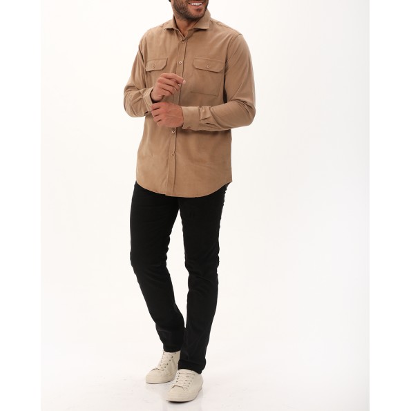 Ανδρικό κοτλέ πουκάμισο DORS 1037011.C02 μπεζ Ανδρικά