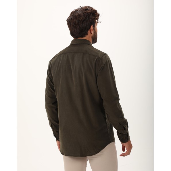 Ανδρικό κοτλέ πουκάμισο DORS 1037011.C03 λαδί Ανδρικά