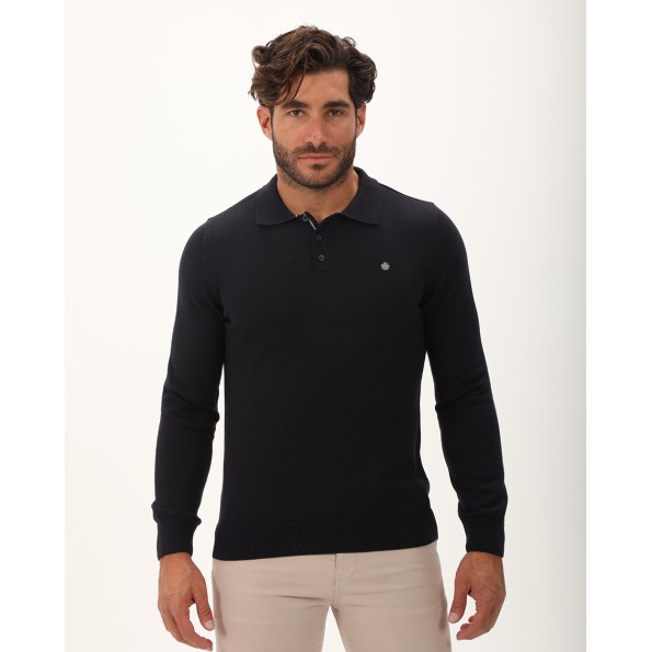 Ανδρική πλεκτή polo μπλούζα DORS 1235003.C03 ναυτικό μπλε