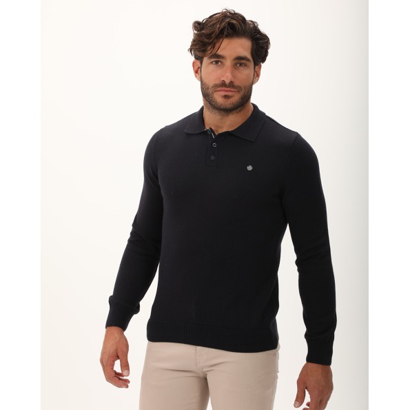 Ανδρική πλεκτή polo μπλούζα DORS 1235003.C03 ναυτικό μπλε Ανδρικά