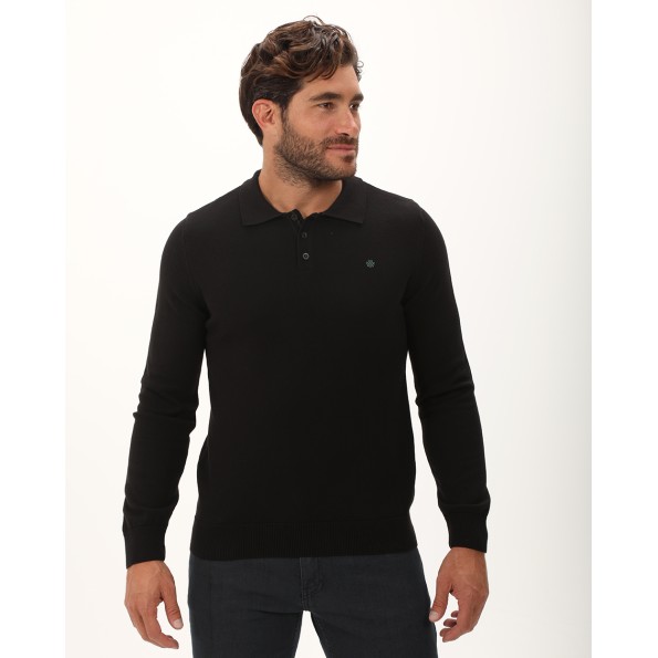 Ανδρική πλεκτή polo μπλούζα DORS 1235003.C05 μαύρη