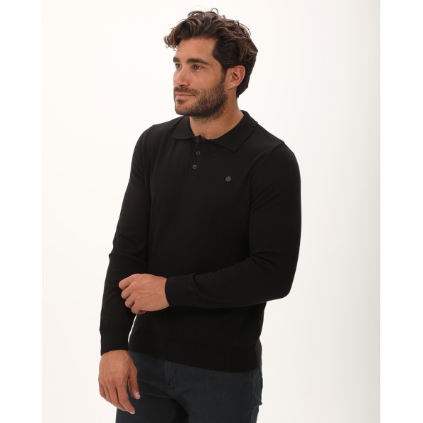 Ανδρική πλεκτή polo μπλούζα DORS 1235003.C05 μαύρη Ανδρικά