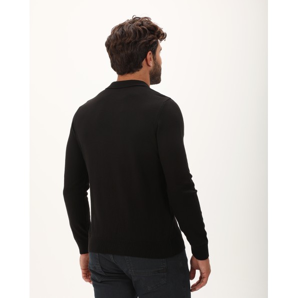 Ανδρική πλεκτή polo μπλούζα DORS 1235003.C05 μαύρη Ανδρικά