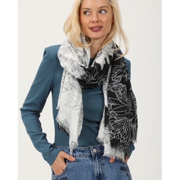 Γυναικείο φουλάρι ALE 8J22306 λευκό μαύρο