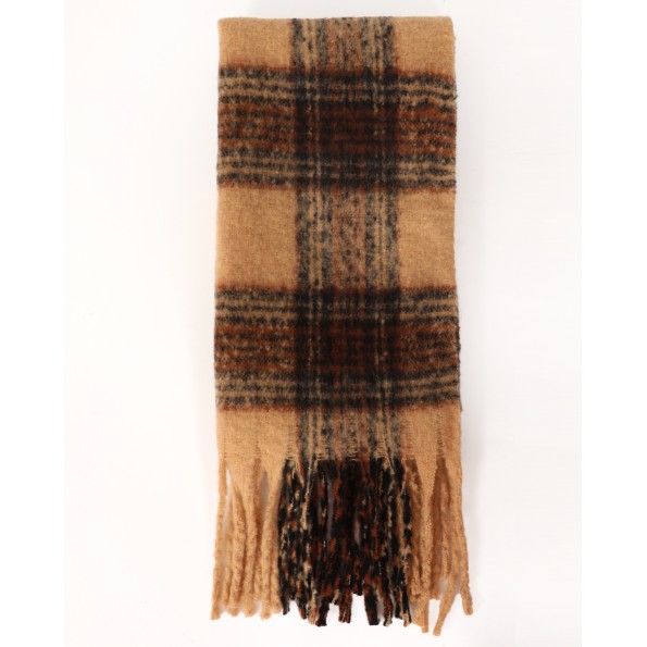 Γυναικείο κασκόλ ALE 8J22351 μπεζ καρό