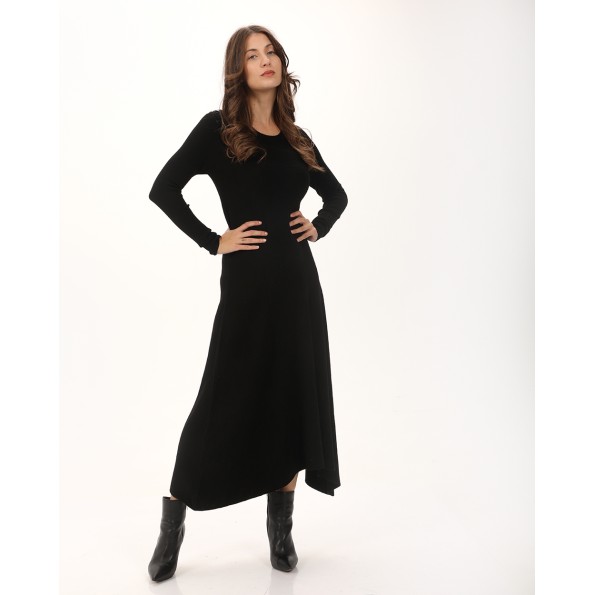 Γυναικείο maxi πλεκτό φόρεμα ALE 8P22003 μαύρο