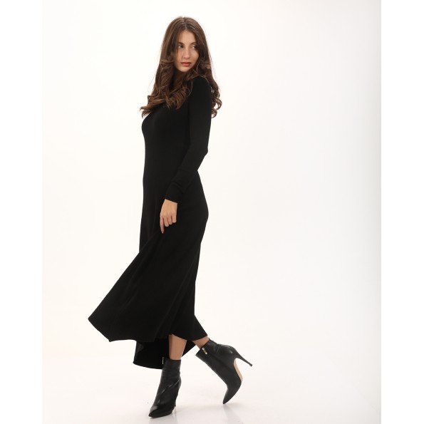 Γυναικείο maxi πλεκτό φόρεμα ALE 8P22003 μαύρο Γυναικεία