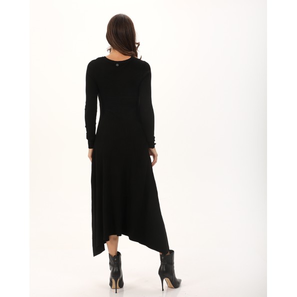 Γυναικείο maxi πλεκτό φόρεμα ALE 8P22003 μαύρο Γυναικεία