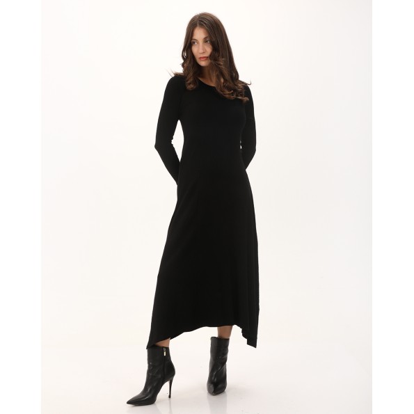 Γυναικείο maxi πλεκτό φόρεμα ALE 8P22003 μαύρο Γυναικεία