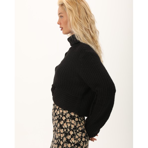Γυναικεία πλεκτή μπλούζα ALE 8P22005 μαύρη Γυναικεία