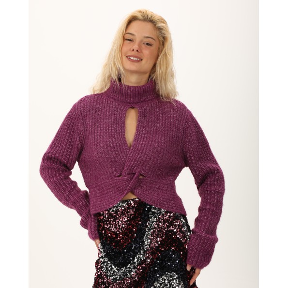 Γυναικεία πλεκτή μπλούζα ALE 8P22005 μοβ