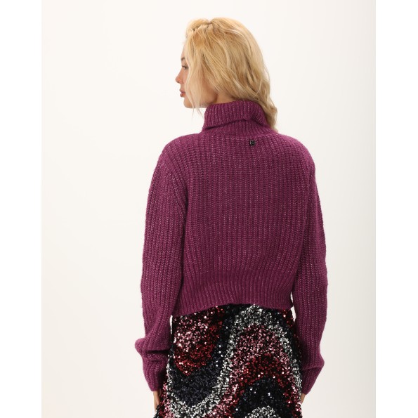 Γυναικεία πλεκτή μπλούζα ALE 8P22005 μοβ Γυναικεία