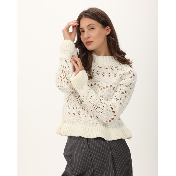 Γυναικεία πλεκτή μπλούζα ALE 8P22009 λευκή Γυναικεία