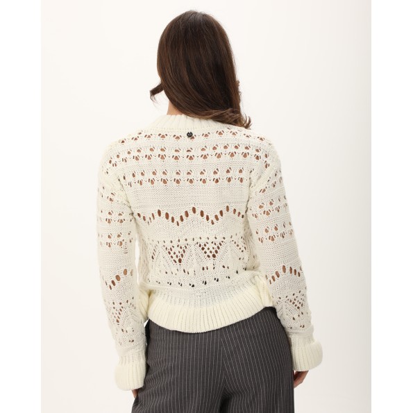 Γυναικεία πλεκτή μπλούζα ALE 8P22009 λευκή Γυναικεία