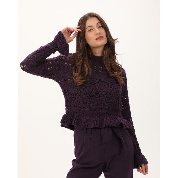 Γυναικεία πλεκτή μπλούζα ALE 8P22009 μοβ