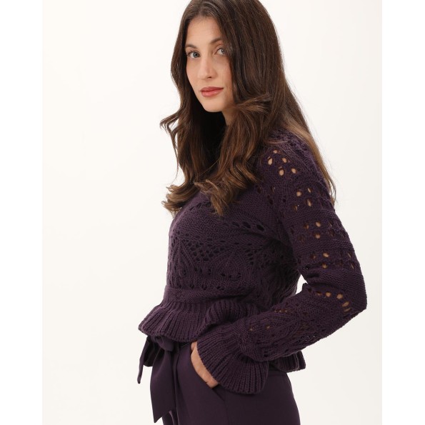 Γυναικεία πλεκτή μπλούζα ALE 8P22009 μοβ Γυναικεία