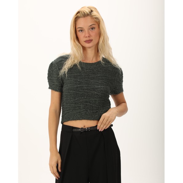 Γυναικείο cropped πλεκτό top ALE 8P22012 πράσινο