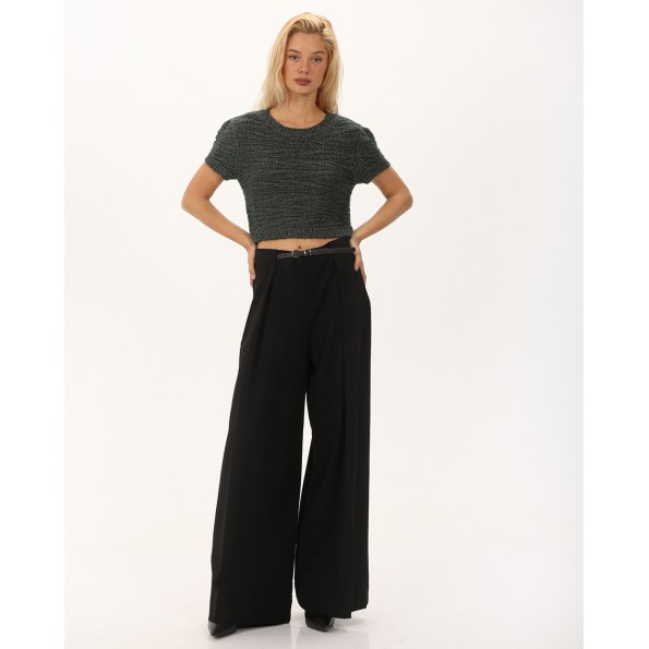 Γυναικείο cropped πλεκτό top ALE 8P22012 πράσινο Γυναικεία
