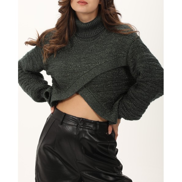 Γυναικεία πλεκτή μπλούζα ALE 8P22013 πράσινη