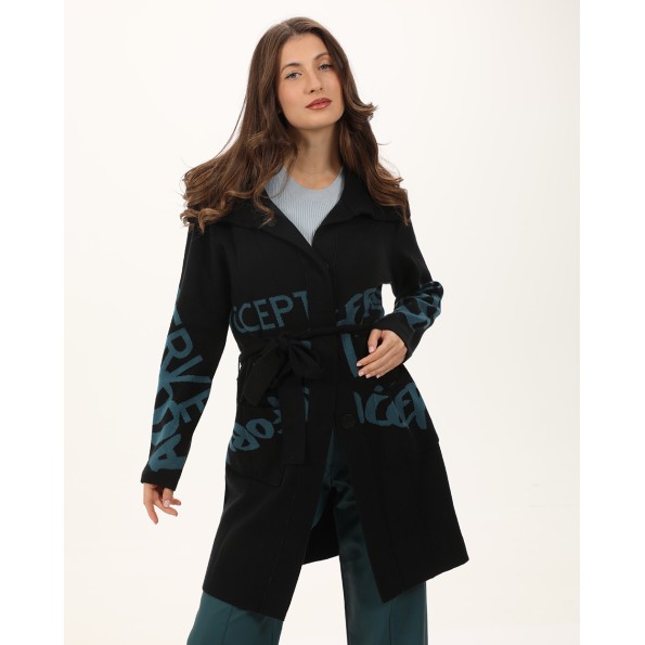 Γυναικεία πλεκτή ζακέτα ALE 8P22024 μαύρη