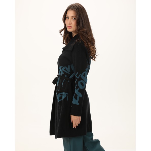 Γυναικεία πλεκτή ζακέτα ALE 8P22024 μαύρη Γυναικεία