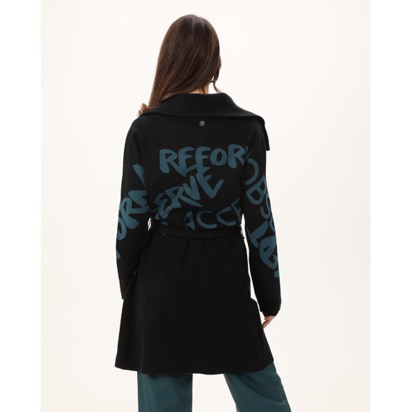 Γυναικεία πλεκτή ζακέτα ALE 8P22024 μαύρη Γυναικεία