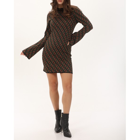 Γυναικείο πλεκτό lurex mini φόρεμα ALE 8P22025 πράσινο