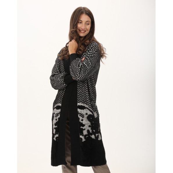 Γυναικεία μακριά ζακέτα ALE 8P22194 μαύρη