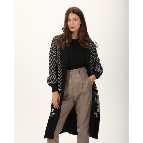 Γυναικεία μακριά ζακέτα ALE 8P22194 μαύρη Γυναικεία