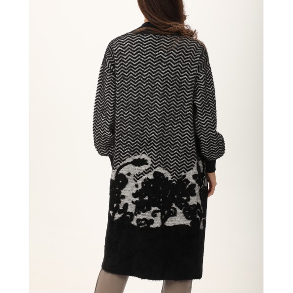 Γυναικεία μακριά ζακέτα ALE 8P22194 μαύρη Γυναικεία