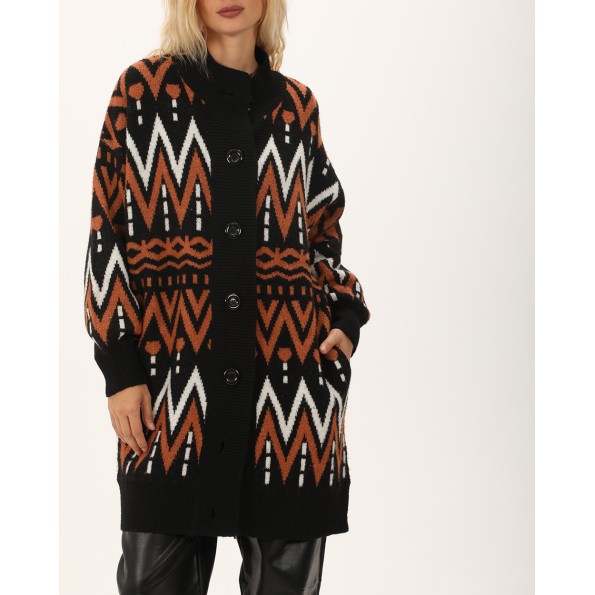 Γυναικεία πλεκτή ζακέτα ATTRATTIVO 9P22158 μαύρη