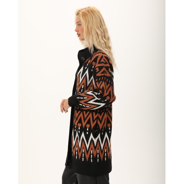 Γυναικεία πλεκτή ζακέτα ATTRATTIVO 9P22158 μαύρη Γυναικεία