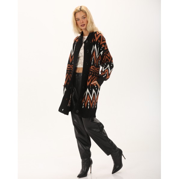 Γυναικεία πλεκτή ζακέτα ATTRATTIVO 9P22158 μαύρη Γυναικεία