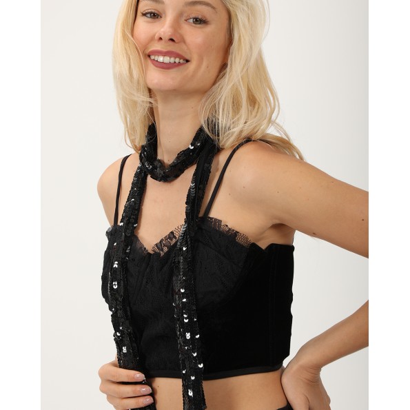 Γυναικείο φουλάρι ATTRATTIVO 9J22395 μαύρο