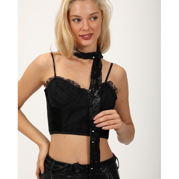 Γυναικείο φουλάρι ATTRATTIVO 9J22395 μαύρο Γυναικεία