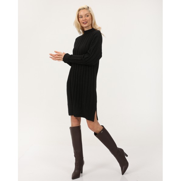 Γυναικεία μακριά πλεκτή μπλούζα ATTRATTIVO 9P21269 μαύρη Γυναικεία