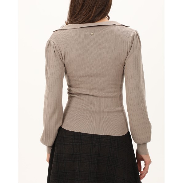 Γυναικεία κρουαζέ μπλούζα ATTRATTIVO 9P22043 γκρι καφέ Γυναικεία