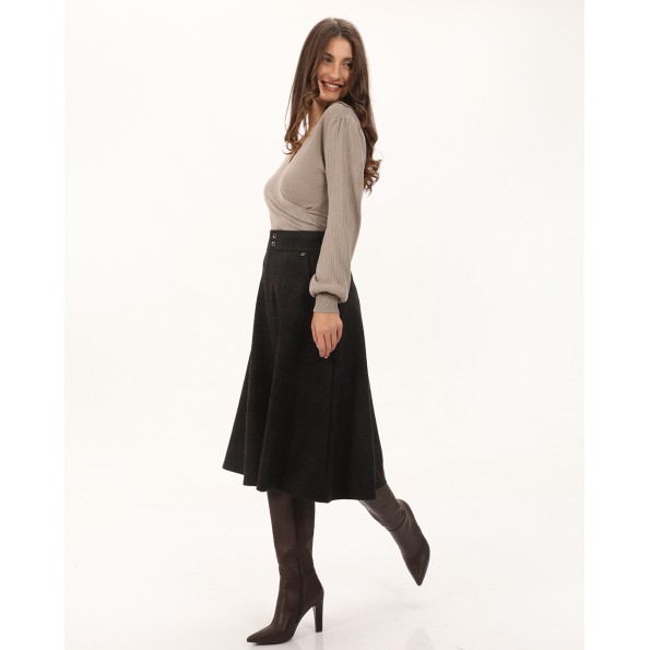 Γυναικεία κρουαζέ μπλούζα ATTRATTIVO 9P22043 γκρι καφέ Γυναικεία