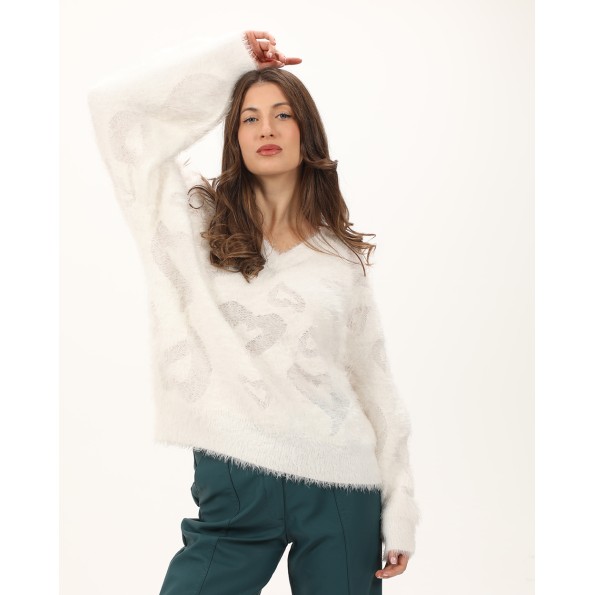 Γυναικείο πουλόβερ ATTRATTIVO 9P22065 λευκό