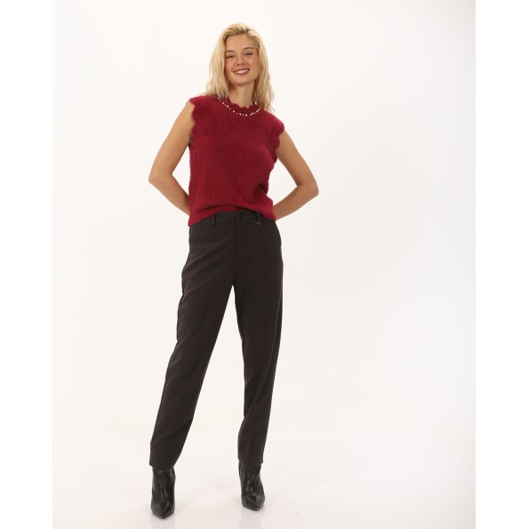 Γυναικεία αμάνικη πλεκτή μπλούζα ATTRATTIVO 9P22088 κόκκινη Γυναικεία