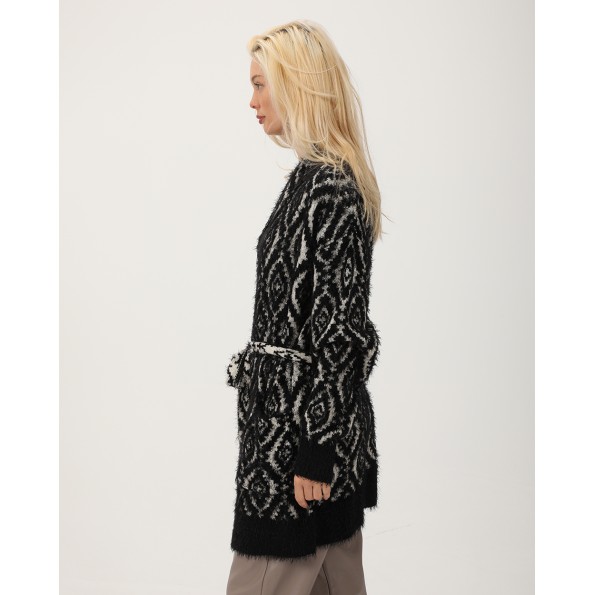 Γυναικεία ζακέτα ATTRATTIVO 9P22161 μαύρη εκρού Γυναικεία