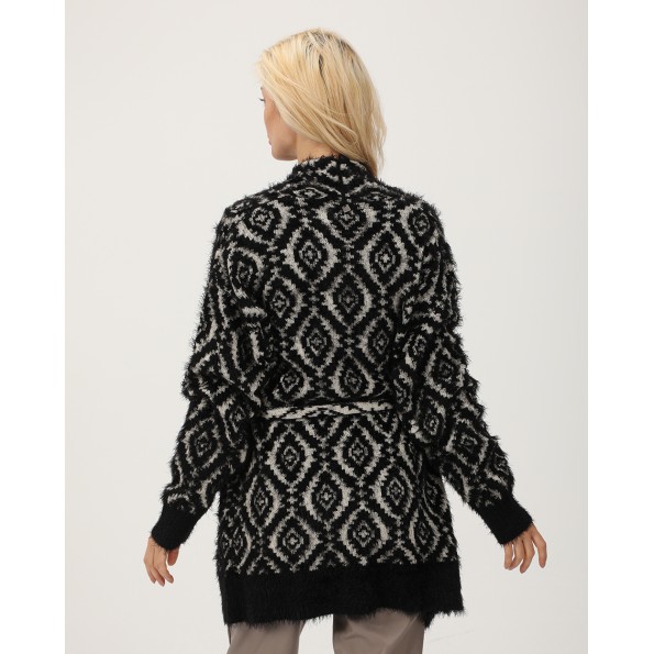 Γυναικεία ζακέτα ATTRATTIVO 9P22161 μαύρη εκρού Γυναικεία