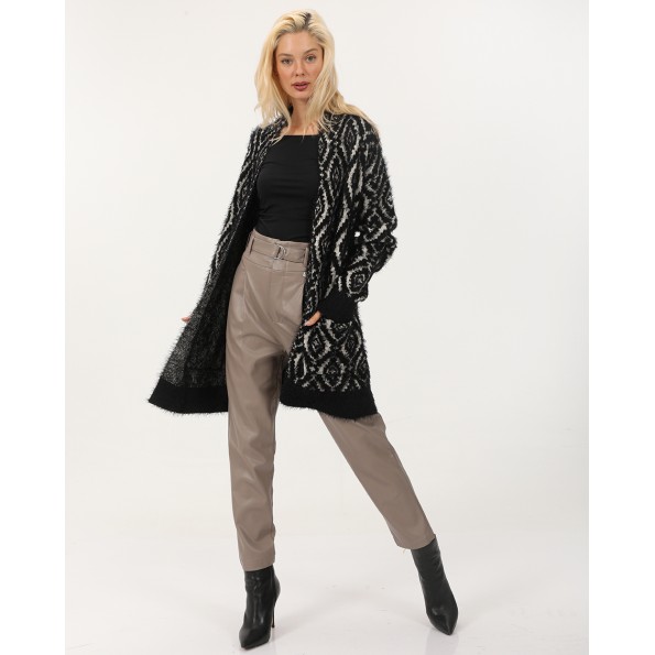 Γυναικεία ζακέτα ATTRATTIVO 9P22161 μαύρη εκρού Γυναικεία