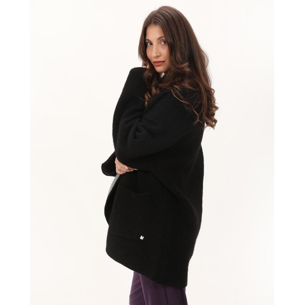 Γυναικεία πλεκτή ζακέτα ATTRATTIVO 9P22163 μαύρη Γυναικεία