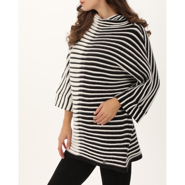 Γυναικεία πλεκτή μπλούζα ATTRATTIVO 9P22131 ασπρόμαυρη Γυναικεία